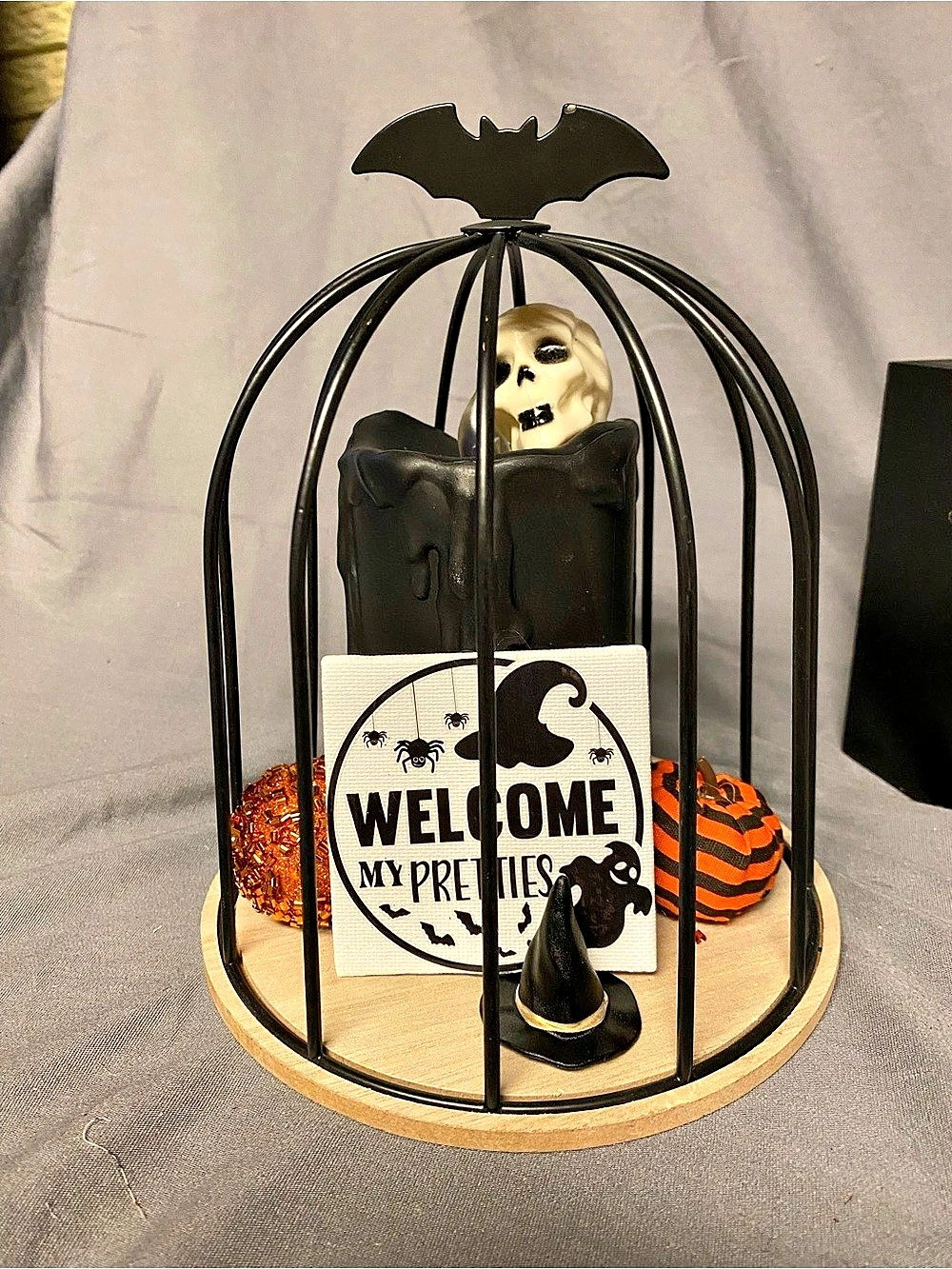 Halloween Bat Cage Decor in Black & Orange